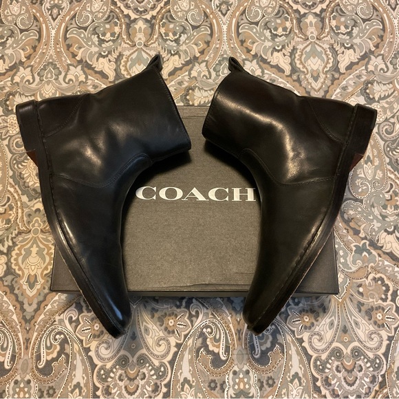 Mint Coach Jeremy Q776 Black Leather Boots Mens Sz 10 M Worn 1x - Picture 1 of 14